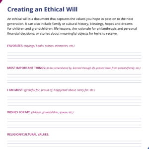 Creating an Ethical Will Worksheet