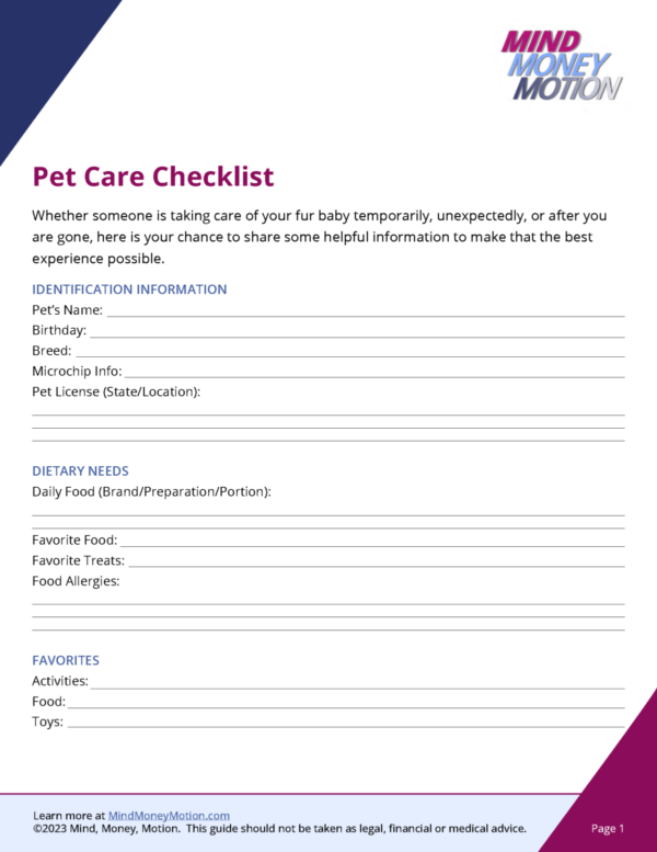 Pet Care Checklist