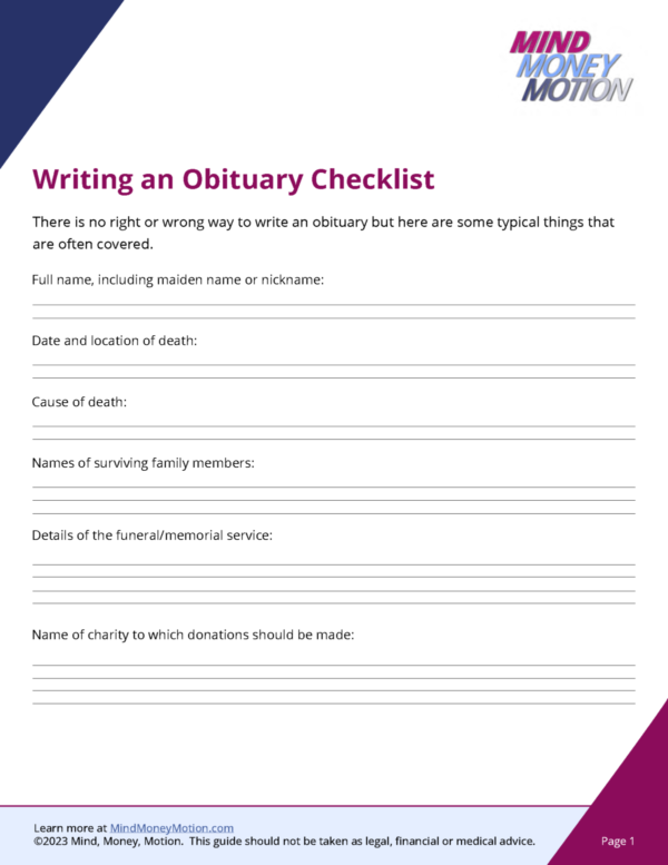 Writing Obituary Checklist